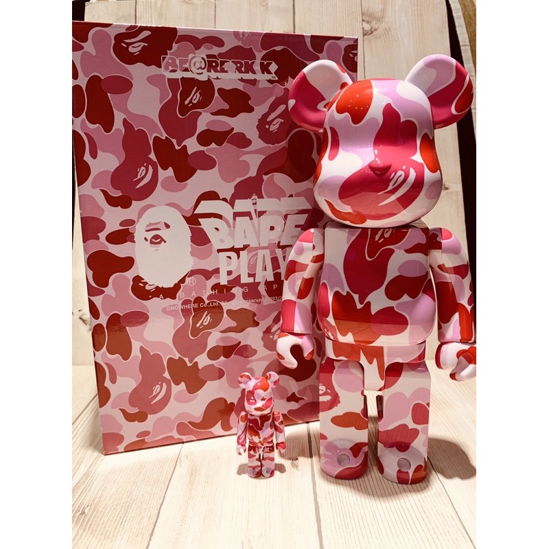 Be@rbrick Bape MEDICOM TOY ABC 100%&amp;400% 迷彩 水轉印 粉紅色