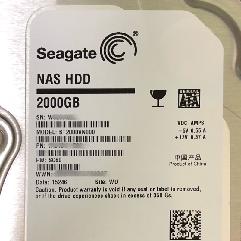 Seagate NAS用2T硬碟 ST2000VN000 3.5吋HDD
