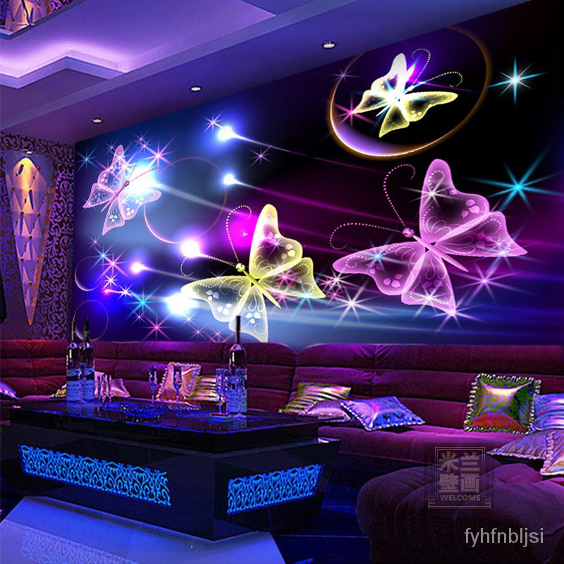 【新款】KTV包廂墻布會所沙發背景墻壁紙3D立體天花吊頂墻紙酒吧主題壁畫