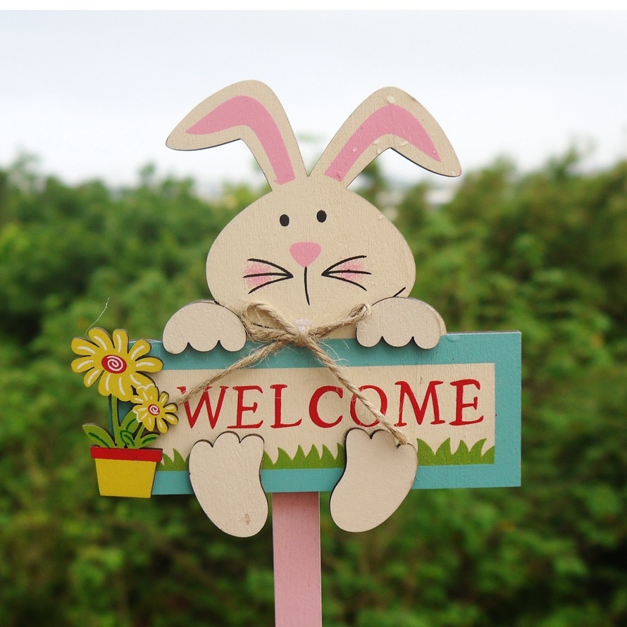 兔兔 兔子花插 🌼 WELCOME花插🌼 歡迎 ♥  庭園 門口裝飾 店面  (園藝裝飾) 【花樣渼栽盆栽生活館🌿】