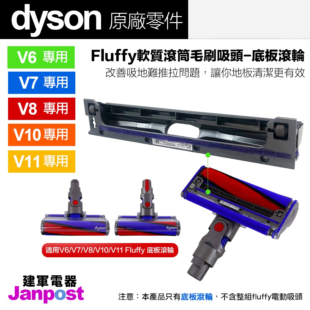 蝦皮一日價 原廠  Dyson V6 V7 V8 V10 V11 Fluffy 軟質碳纖維吸頭 底板滾輪 底板