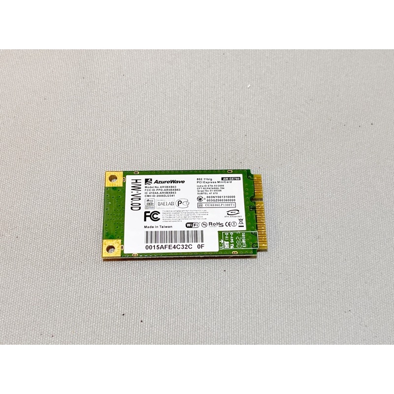 ［二手］無線網路卡 AzureWave AW-GE780 MINI-PCIE 介面 minipci-E 無線網卡