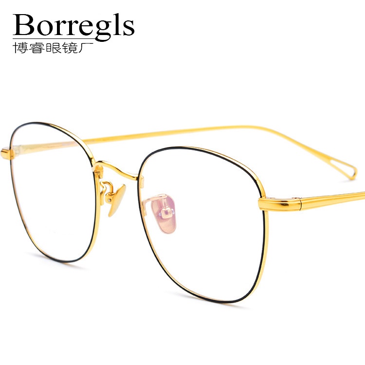 復古方形光學眼鏡架男女B鈦全框新款圓形商務近視眼鏡框品質博睿眼鏡Borregls