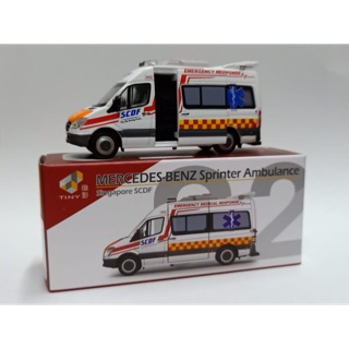 現貨 老周微影 Tiny 超稀有 新加坡 02 救護車 Singapore SCDF 新加坡民防部隊 合金模型車 門可開