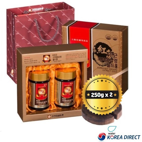 韓國6年根高麗gold紅蔘濃縮液250g*2+購物袋