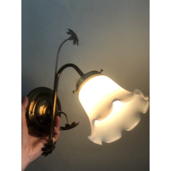 【福三】老壁燈 花型燈罩 奶油燈罩