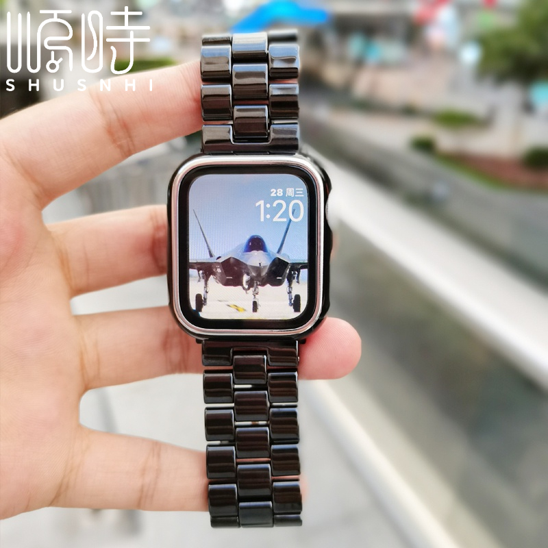 高端 陶瓷錶帶 適用於Apple watch 7 6 5 4 3 SE 7代 41mm 45mm 44mm 蘋果手錶帶