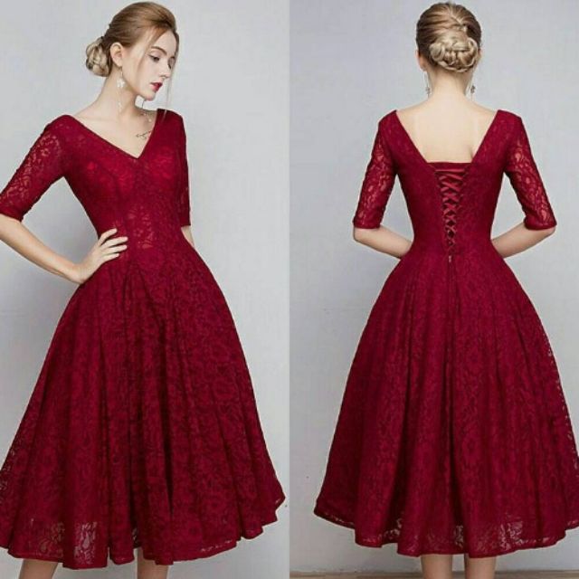 紅色宮廷風洋裝-喜宴洋裝