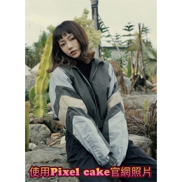 Pixel cake拼接設計鋪棉外套 二手近全新