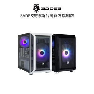 SADES 因陀羅 TYPE-C 全透側A‧RGB 水冷電腦機箱 黑/白 390x230x390mm