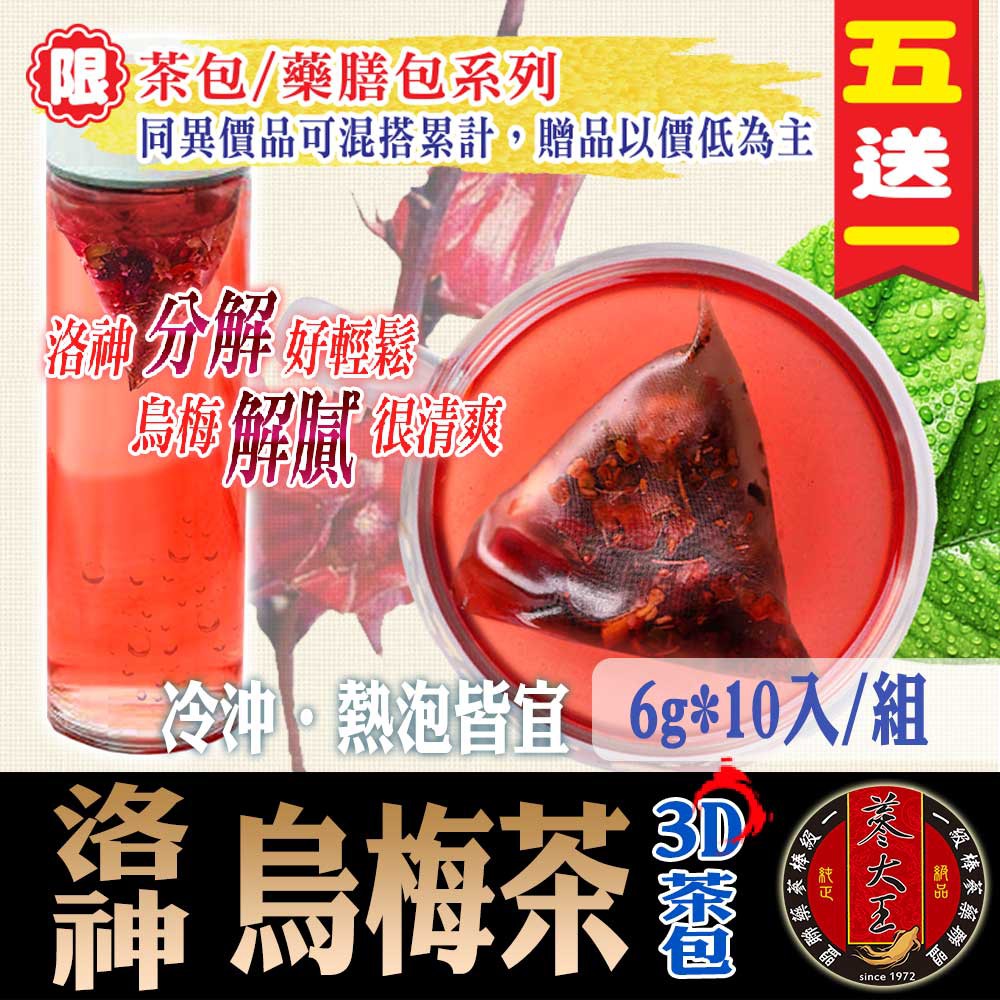 【蔘大王】洛神烏梅茶(6gX10包/組) 沖泡茶包/花草茶/養生茶/油切解膩/古早味《HC08》