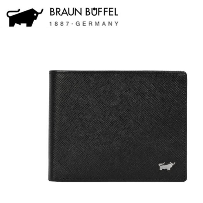 BRAUN BUFFEL 小金牛 洛非諾-C系列 4卡零錢袋 男用短夾 BF307-315-BK 黯黑