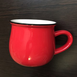 [全新] 紅色 純色陶瓷大肚杯 馬克杯 咖啡杯 優格杯300ml