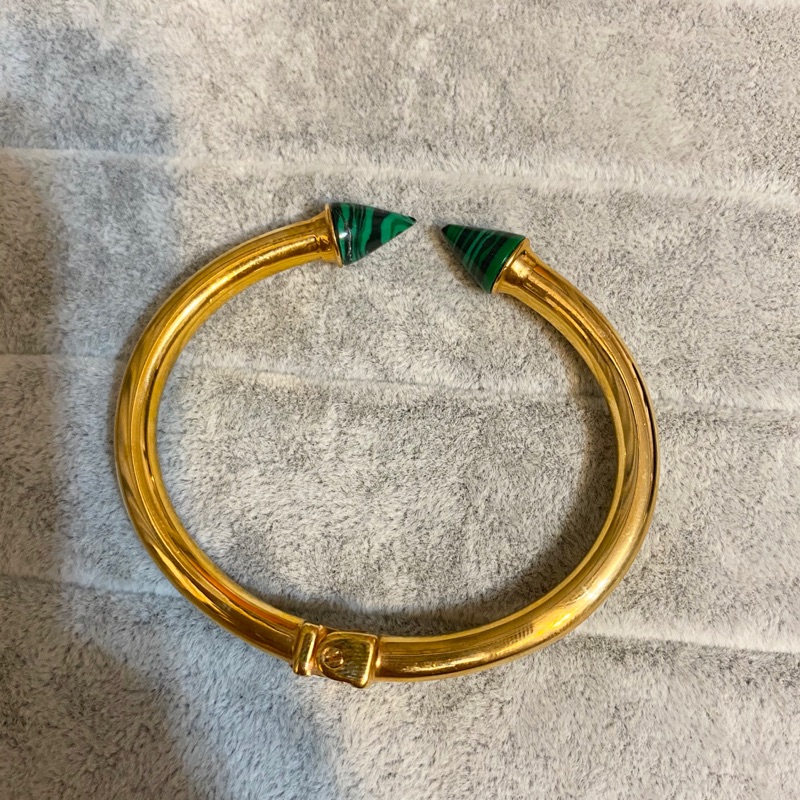 義大利品牌 Vita Fede 孔雀綠石 尖頭 金色 手環S