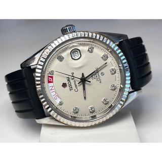 瑞士TITONI 白鋼梅花錶(含鋼錶帶、可議價）