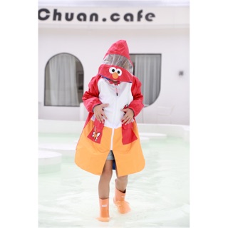 🌈韓國enbihouse正版新款芝麻街衝鋒衣兒童防水防風外套雙層加厚風衣童雨衣