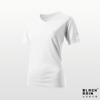 女款排汗V領衫 BR-7BDG5(9000 白色) 【荷蘭Black Rain】