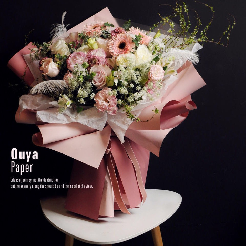 花束包裝紙 高品質 歐雅紙鮮花包裝紙雙面雙色韓式防水花束包花花紙花店花藝玫瑰材料1111 蝦皮購物