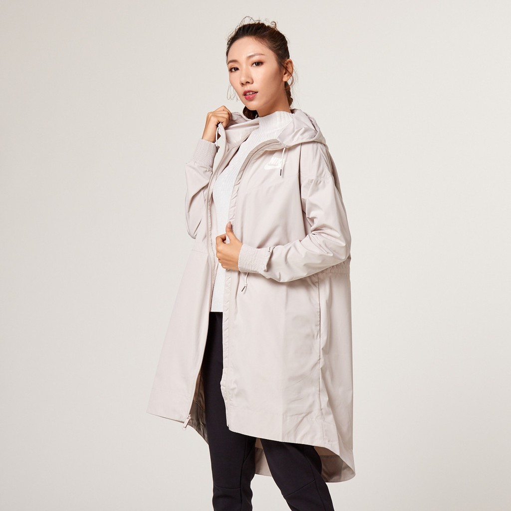 Geometry Nike 女款長版外套罩衫長版外套長版外套夾克風衣932060 杏色 蝦皮購物