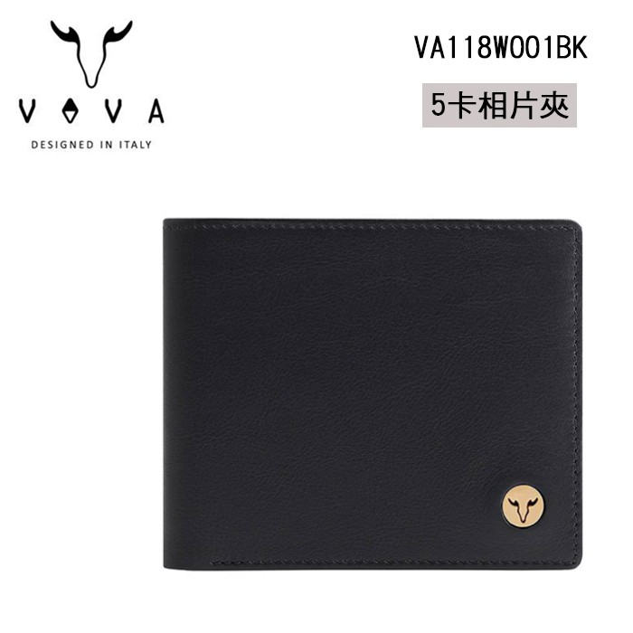 VOVA 費城系列 真皮 5卡相片夾 男用短夾 VA118W001BK 摩登黑