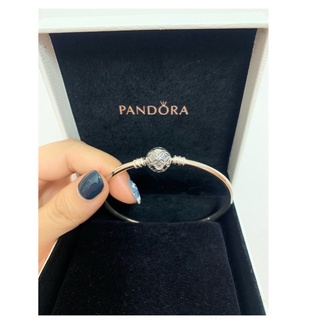 Pandora 潘朵拉 限量版 愛心圖騰圓珠扣925純銀硬環手環❤️