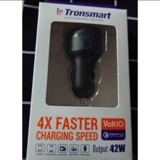 Tronsmart QC 3.0三孔車用快速充電器（附贈Sony 原廠Micro USB + Type C充線共兩條）