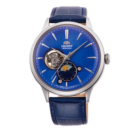 東方錶 ORIENT 日月相系列 星空藍皮帶機械錶  RA-AS0103A  41.5mm  台灣公司貨保固一年