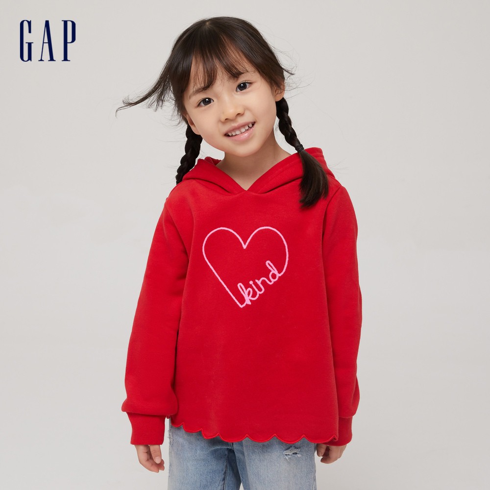 Gap 女幼童裝 帽T 碳素軟磨系列-紅色(656551)