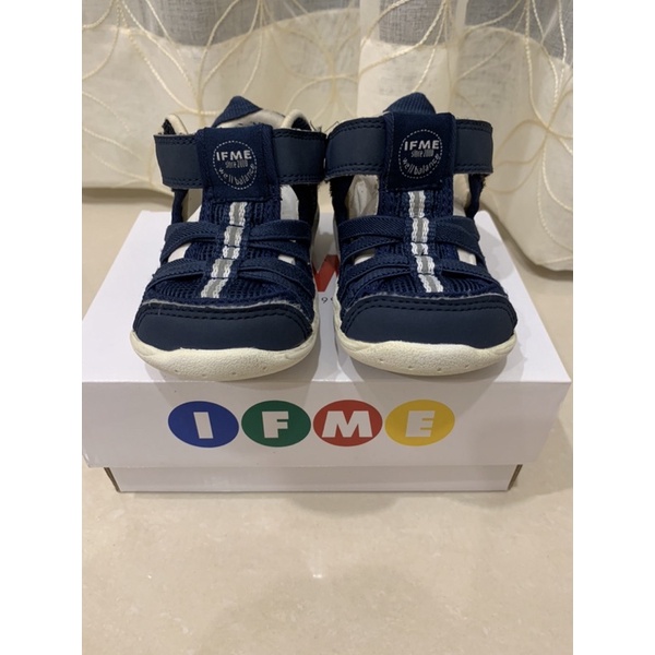 ［二手］🇯🇵ifme 軍藍和風寶寶機能水涼鞋 15cm (約七成新，有盒）