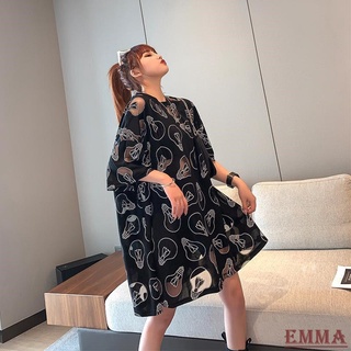 EMMA大尺碼<T恤>上衣.大碼女裝短袖T恤 女生韓版 上衣短袖T恤女ins潮超火胖mm中長款防曬衣服寬松百搭上衣