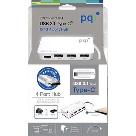 PQI〉Connect 314 USB Type-C 多孔集線器 白色
