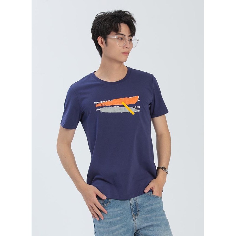 🦄GOES CLUB 男款⚡️ 韓版時尚彩刷立體圖文潮流個性T恤-1色（ 藍紫 ）