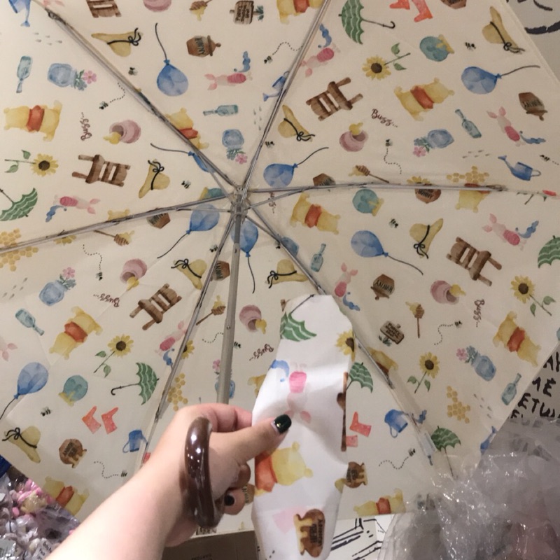 香港迪士尼樂園小熊維尼小豬伊爾跳跳虎雨傘/抗紫外線/晴雨兩用傘