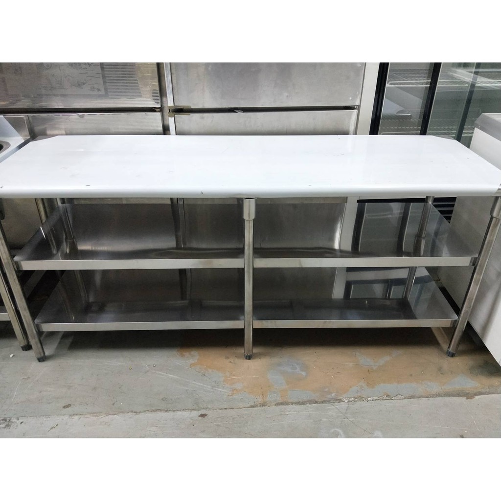 【吉林二手貨G1500012】3尺、4尺、5尺、6尺(三層)白鐵工作桌/白鐵不鏽鋼工作台/流理台/不銹鋼工作台