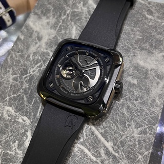 【柏儷鐘錶】Alexandre Christie 自動上鍊 機械錶 方型錶 氟橡膠 黑 6577MARIPBA