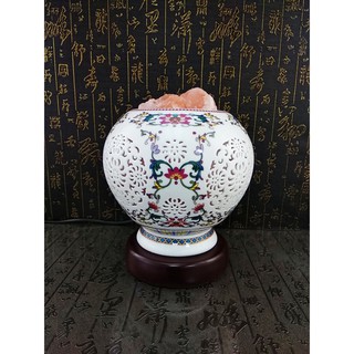 晶麗鹽燈-追加到貨 鏤空陶瓷聚寶盆造型鹽燈 開運招財 旺桃花 風水 化煞 除穢 鎮宅 避邪 夜燈 床頭燈