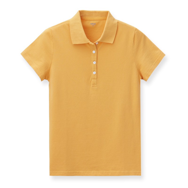 【ERSS】純棉素色短袖POLO衫 - 女 桔黃 K70031