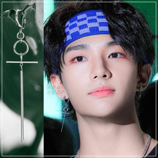 🔺現貨🔺韓國代購 ASMAMA SKZ Stray Kids 黃鉉辰 同款多環長十字吊墜正韓耳環 鉉辰同款 耳夾式耳環