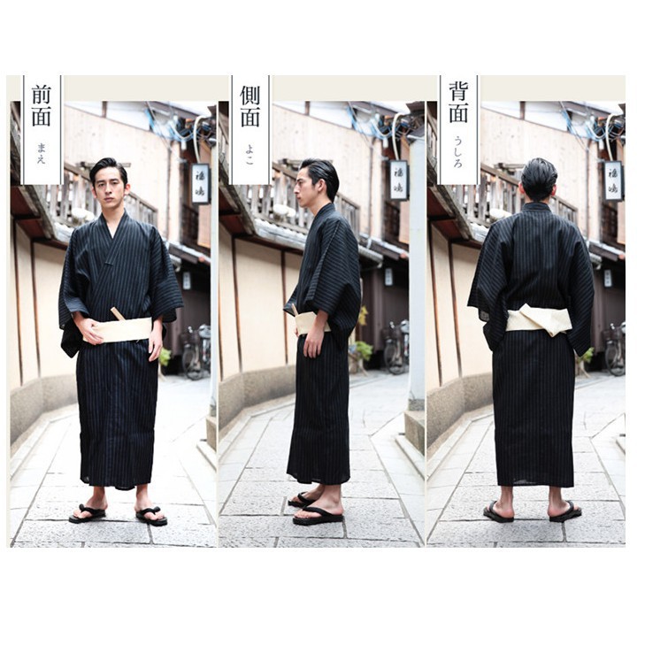 Yy 男甚平出口男日本花火大會日式浴衣長款和服浴袍汗蒸武士長袍有大碼 蝦皮購物