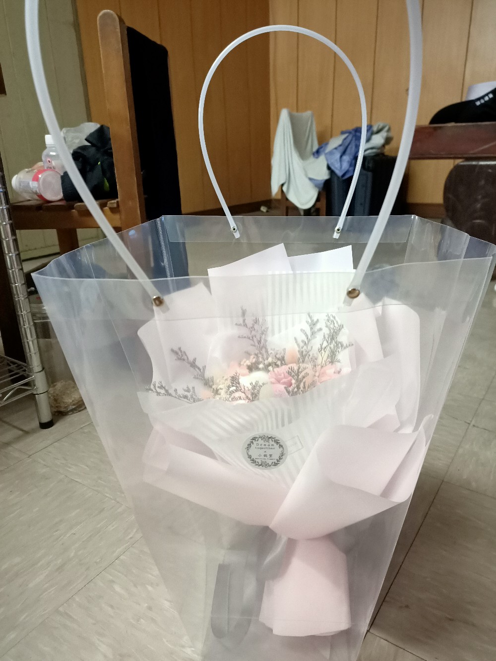 透明花袋 不含花束 乾燥花 乾燥花花束 韓式花束 情人節花束 情人節 七夕 玫瑰 永生花 送老師 送男友 送女友 蝦皮購物