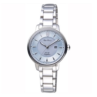 OP奧柏錶 女 圓型框粉藍面 光動能腕錶 (2492LS) 32mm
