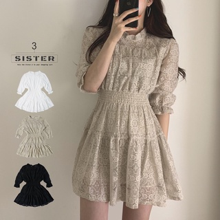 短袖洋裝 蕾絲洋裝 韓系洋裝 短洋裝 氣質洋裝 洋裝喜宴 -SISTER.3(D1035)