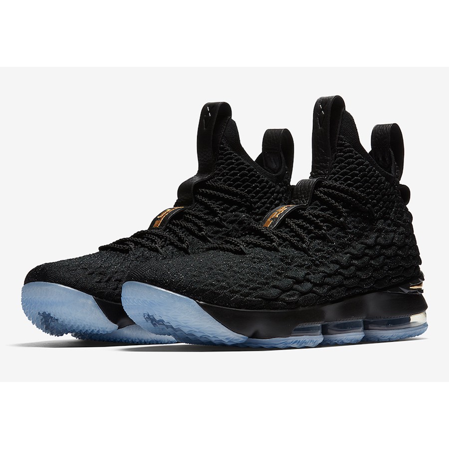 lebron 15 low black gold