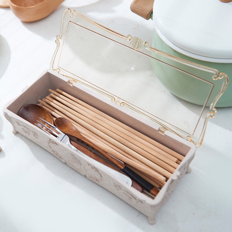 💕超美😍小麥玫瑰雕花筷盒 歐式餐具收納盒 筷籠 瀝水筷子盒