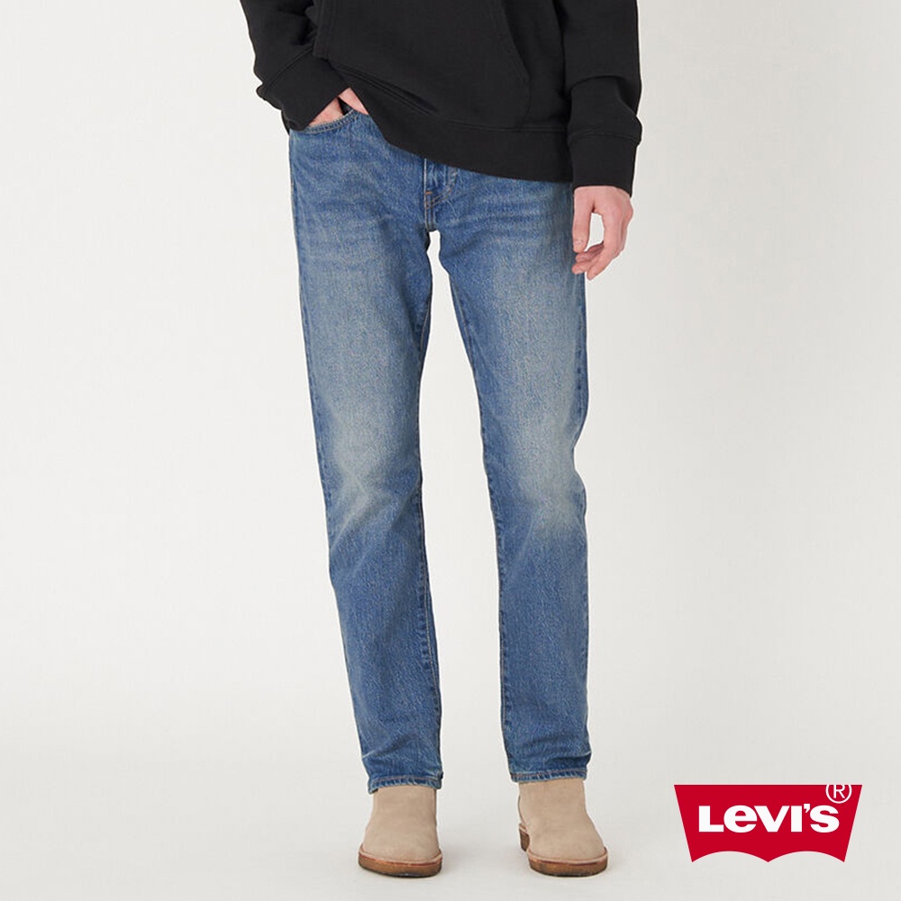 Levis 502上寬下窄舒適窄管牛仔褲 / 精工中藍染水洗刷白 / 彈性布料 男 29507-1309 熱賣單品