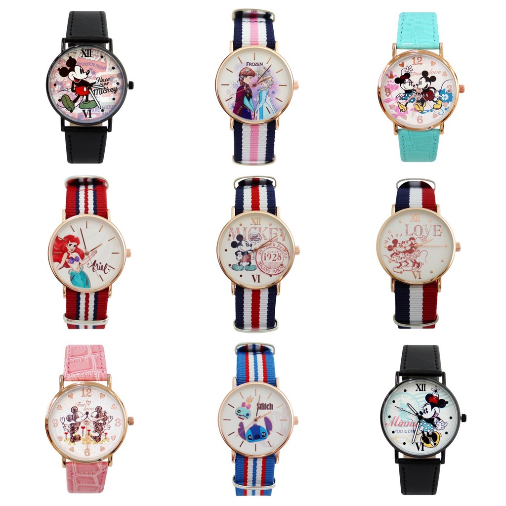 【WANgT】迪士尼正版授權 英倫風帆布/皮帶禮盒手錶 聖誕節禮物 兒童錶