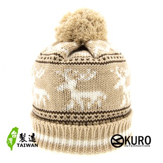 KURO-SHOP台灣製造 卡色 麋鹿 球球針織帽