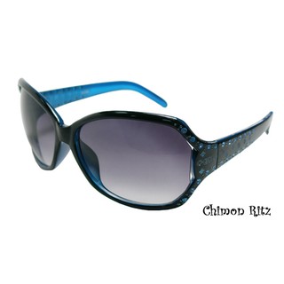 出清全新【Chimon Ritz】晶鑽華貴太陽眼鏡-藍-附眼鏡袋 只要189元 水鑽 藍鑽 墨鏡 英文 時尚 雙色 膠框 半框 遮陽 面交 超取