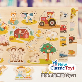 現貨!荷蘭New Classic Toys寶寶木製拼圖-三款可選 - 16pcs 木製手抓板拼圖/寶寶拼圖/蒙特梭利教具