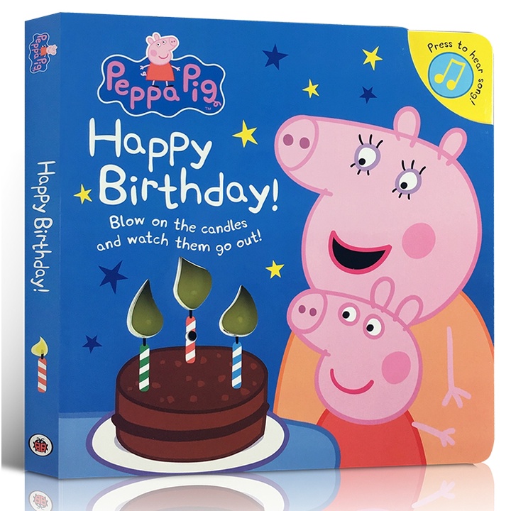 快速出貨 佩佩豬 Peppa Pig Happy Birthday 可以吹蠟燭 吹熄蠟燭的生日快樂歌音效書